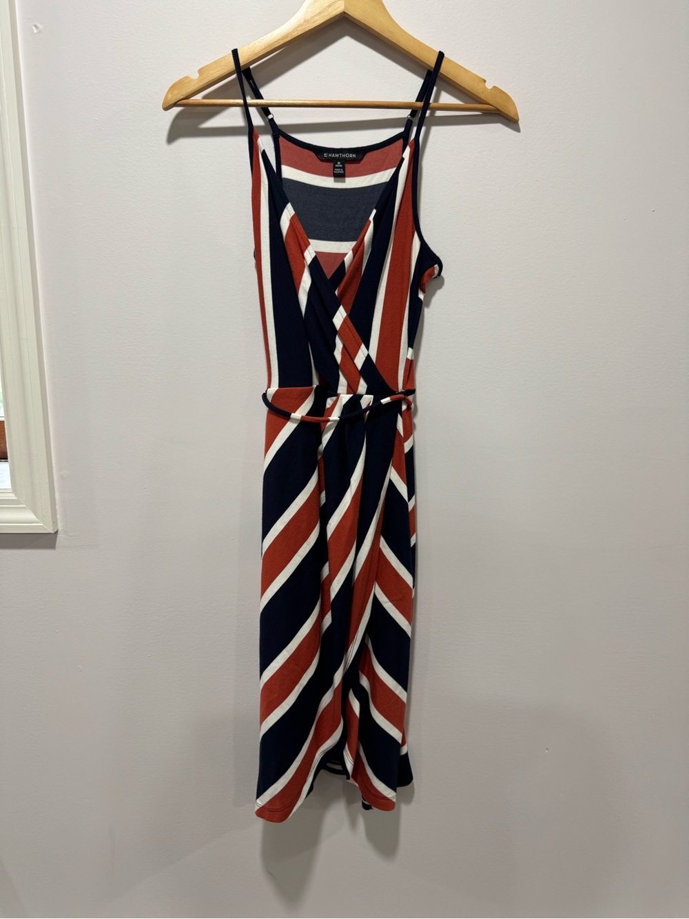 41 Hawthorn Annora Faux Wrap Dress Striped Tulip Hem Stitch Fix Size Petite XS